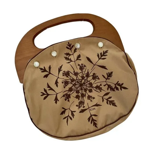 Vintage 1970s Preppy Bermuda Bag Reversible Covers Black Velvet Strawberry Print - Picture 3 of 9